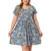 Agnes Orinda Women's Plus Size Floral Inverted Box Pleat Boho T-Shirt Dresses - 2 of 4
