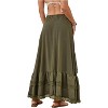 Women's Western Boho Skirt - Lace Ruffle Asymmetrical Hem Cowgirl Style Army Green - 2 of 4