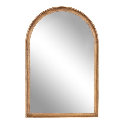Rustic Brown Arched Wood Wall Mirror for Bathroom Vanity