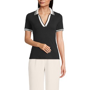 Lands' End Women's Short Sleeve Wide Rib Polo - 1 of 3