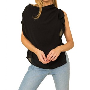 Women's Asymmetrical Loose Fit Cowl Neck Blouse - GILLI - 1 of 3