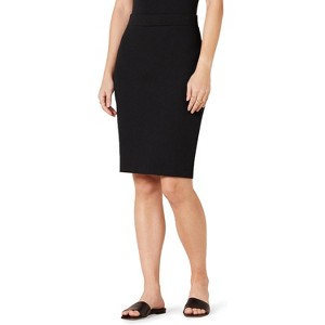 Women's Ponte Pull-On Pencil Skirt - Fitted Above The Knee Black - 1 of 4