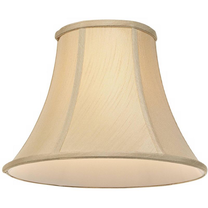 Imperial Shade Taupe Medium Bell Lamp Shade 7" Top x 14" Bottom x 11" Slant x 10.5" High (Spider) Replacement with Harp and Finial, 3 of 8