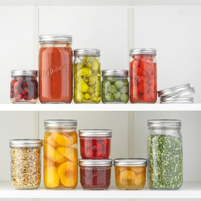 16 oz Clear Glass Mason Jars with Airtight Lids, Set of 6