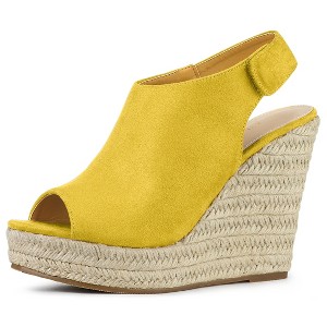Allegra K Women's Espadrille Platform Heeled Wedges Sandals - 1 of 4