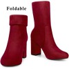 Perphy Women's Rounded Toe Block Heeled Foldable Non-Zip Sock Ankle Boots - 3 of 4