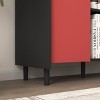 MAYEERTY Sideboard Buffet Cabinet, Black Storage with Red Doors, 2 Drawers, 2 Open Compartments & Unique Panel, Modern Coffee Bar for Kitchen/Dining - 4 of 4