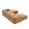 Elegant White Chenille  Sofa with Storage Seat and Ottoman, U-Shaped 3-Seater Cylindrical Backrest and Armrests - 4 of 4
