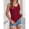 Coolmee Women's Summer Vests Crochet Knit Sleeveless Sweater Round Neck Hollow Out Knit Tank Tops Casual Vacation Cami Tops L Wine Red - 3 of 4