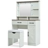 Homy Casa Farmhouse Vanity Set with Lighted Mirror and Storage Stool, White Oak - 4 of 4