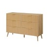 Homy Casa 6-Drawer Decorative Storage Cabinet with Grooved Front and Brass Handles, Natural Oak - 2 of 4