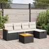 vidaXL 6 Piece Patio Sofa Set with Cushions Black Poly Rattan - 2 of 4