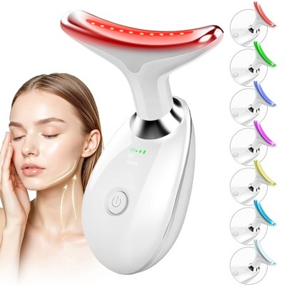 YEVYO Face Massager Red Light Therapy - 7 Colors Facial Neck Massager with Blue Light Therapy, Portable Skincare Tool for Tightening & Lifting