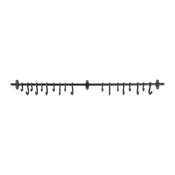 Storied Home Decorative Forged Metal Wall Rod with 18 Hooks