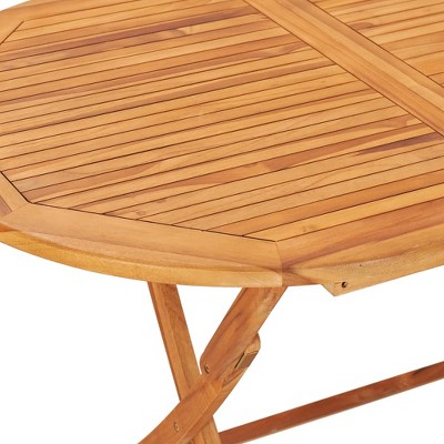 Teak Wood Folding Patio Dining Table 63" Brown