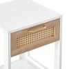 15.8" Side Table Cabinet, Rattan End Table, MDF Modern Nightstand with Drawer - 4 of 4