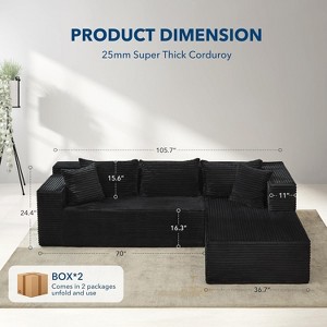 GustoWave 106 Inch Reversible Sectional Sofa, l-Shaped Cloud Couch with Oversized Chaise,3-Seat Contemporary Sofa with Memory - 1 of 4