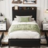 Twin Size Bed Frame with 2 Storage Drawers and Charging Station, Velvet Upholstered Platform Bedframe with Storage Headboard, No Box Spring Needed - 4 of 4