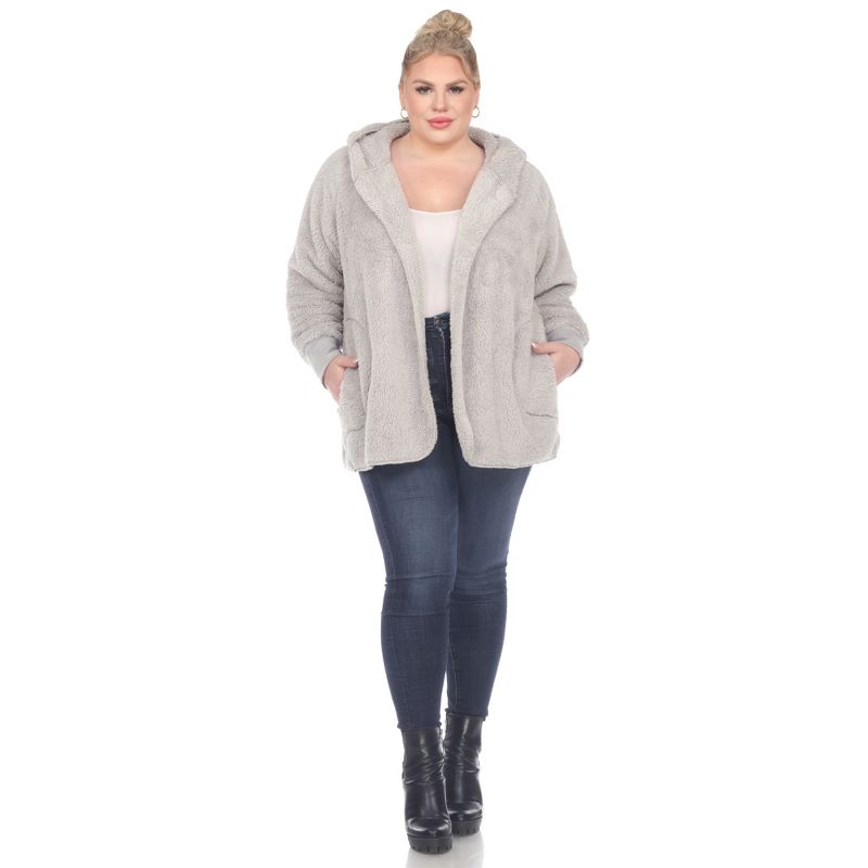 White Mark  PS Plush Hooded Cardigan with Pockets, 4 of 6