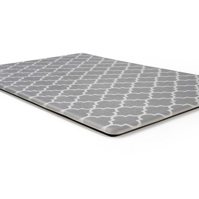 Gray and White PVC Modern Trellis Anti-Fatigue Mat 18" x 47"