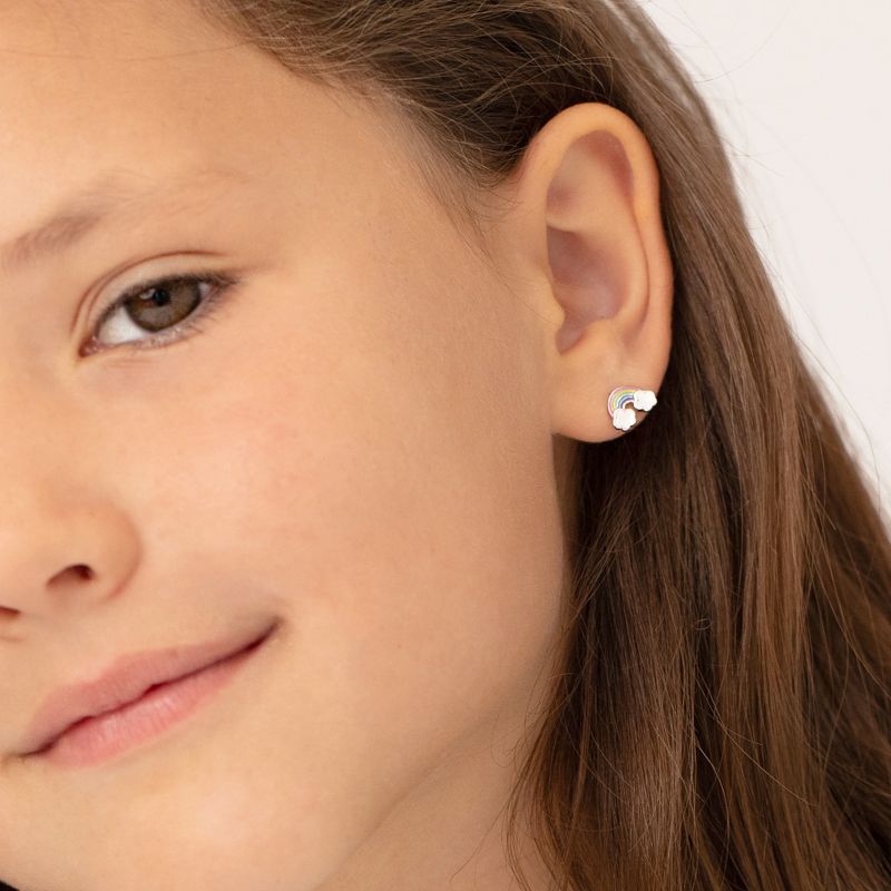 Girls' Whimsical Rainbow Standard Sterling Silver Earrings - In Season Jewelry, 4 of 6