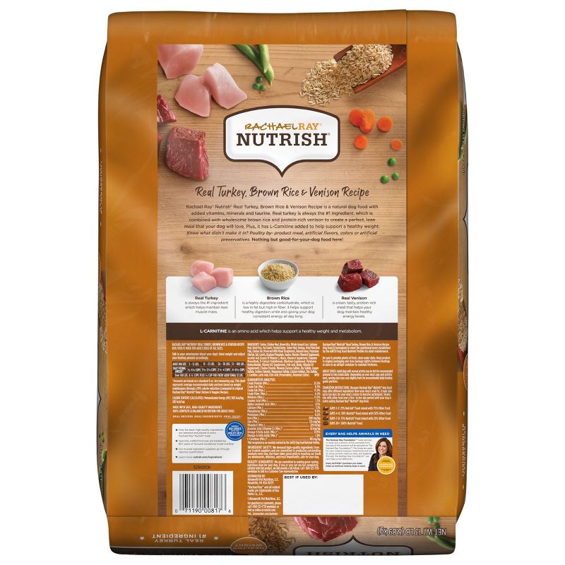 Rachael Ray Nutrish Turkey, Brown Rice &#38; Venison Recipe Adult Super Premium Dry Dog Food - 13lbs, 3 of 8