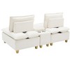 Vynxaria 74-Inch Pumpkin Flannel Sofa - Stylish Double-Seater with Storage & Cup Holders - 2 of 3