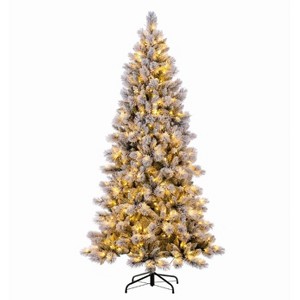 coucheta 7.5FT Pre-lit Artificial Christmas Tree with Snow Flocked Pine Needles, 900 LED Lights, Easy Assembly Metal Stand, for Home, Holiday, Decor - 1 of 1