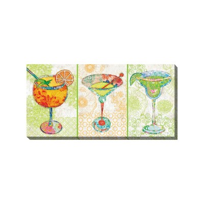 Cottage Garden West of The Wind Cocktail Hour Orange, Green, Teal 48 x 24 Inch Waterproof Gallery Wrapped Canvas, Outdoor Garden, Yard, Patio All