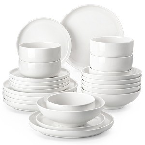 vancasso 24 Piece Round White Porcelain Dinner Set with Dinner Plate, Dessert Plate£¬Soup Plate and Pasta Bowls for 6 - 1 of 4