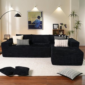 COMHOMA Boneless Couch, Compressed Sofa, Corduroy L-Shaped Sofa, No Assembly - 1 of 4