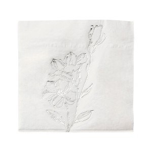 Smarty Had A Party White w/ Silver Antique Floral Paper Cocktail Napkins - 600 pcs - 1 of 4