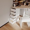 Corner Vanity Desk Set with 3-Folding Lighted Mirrors, Makeup Vanity Table with Charging Station, 5 Rotating Drawers and Storage Bench - 4 of 4