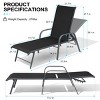 Crestlive Products Set of 2 Outdoor Lounger Aluminum Frame Chaise Lounge Chairs with Arms & 5 Adjustable Recline Positions - 2 of 4