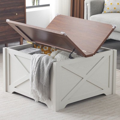 Farmhouse Coffee Table With Large Hidden Storage Compartment : Target