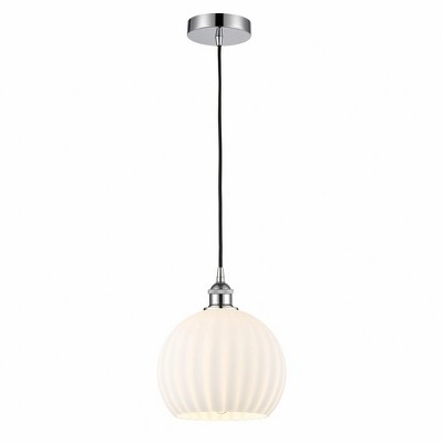 White Venetian - 1 Light Cord Hung Mini Pendant In Modern Style-11.75 Inches Tall and 10 Inches Wide