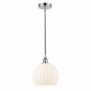 White Venetian - 1 Light Cord Hung Mini Pendant In Modern Style-11.75 Inches Tall and 10 Inches Wide - 1 of 1