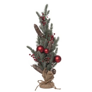 Transpac Metal 24 in. Green Christmas Ornament and Acorn Tree - 1 of 2