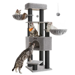 Feandrea Cat Tree for Large Cats, 63-Inch Heavy-Duty Cat Tower with Self-Warming Pads, 2 Self-Groomers - 1 of 4