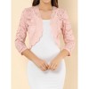 INSPIRE CHIC Women's Elegant 3/4 Sleeve Sheer Floral Lace Open Front Crop Shrug - 4 of 4