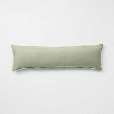 Lumbar Heavyweight Linen Blend Throw Pillow Sage Green - Casaluna™