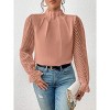 Coolmee Women's Long Frill Sleeve Stand Collar Shirts Elegant Office Workwear Blouse Business Dressy - 3 of 4
