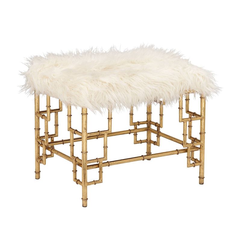 Modern Faux Fur Stool Gold - Olivia &#38; May, 5 of 6