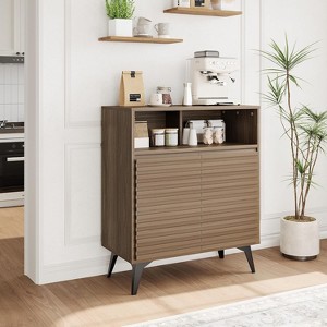 Fluted Storage Cabinet with Metal Legs, Mid Century Modern Sideboard, Buffet Credenza with Storage for Living Room, Hallway, Entryway - 1 of 4
