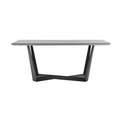 71" Rectangular Radford Top Base Dining Table Light Gray/Black - Armen Living: Sturdy Metal Frame, Seats 6