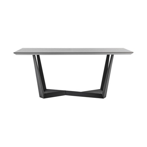 71" Rectangular Radford Top Base Dining Table Light Gray/Black - Armen Living: Sturdy Metal Frame, Seats 6 - image 1 of 4