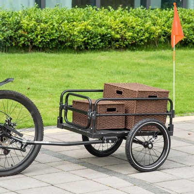 Black Steel Bike Cargo Trailer with 16'' Wheels and Suspension