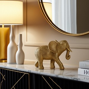 Sagebrook Home 8" Polyresin Elephant Sculpture - Contemporary Beaded Elephant Statue for Home or Office Decor - 1 of 4