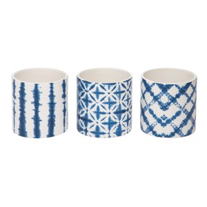 Transpac Ceramic Shibori Planters Set of 3 Spring Home Decorations - 1 of 1