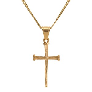 Dicksons Joshua 1:9 Nail Cross Men's 24 Inch Gold Tone Stainless Steel Pendant Necklace in Jewelry Box with Sentiment Card - 1 of 2